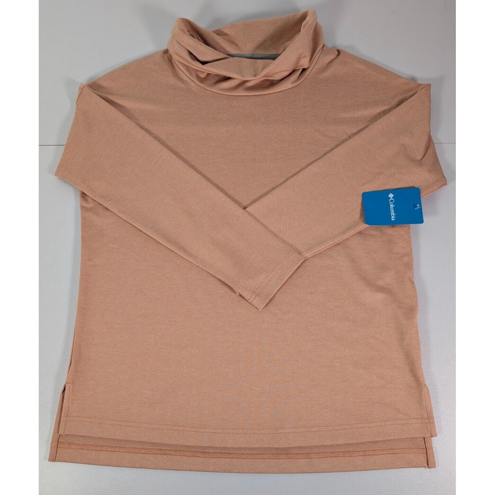 COLUMBIA Top Shirt Womens Small Peach Cowl Neck Borden Island EXS Pullover New